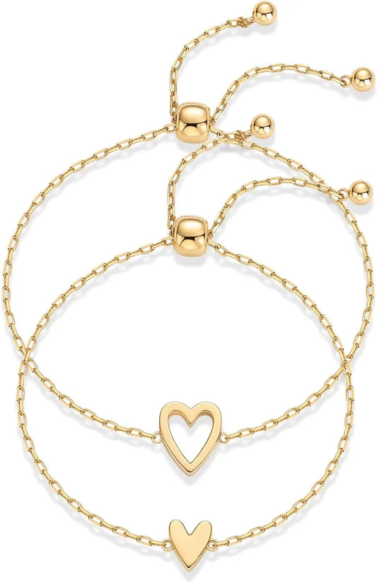 14K Gold/Silver Plated Adjustable Matching Bracelets